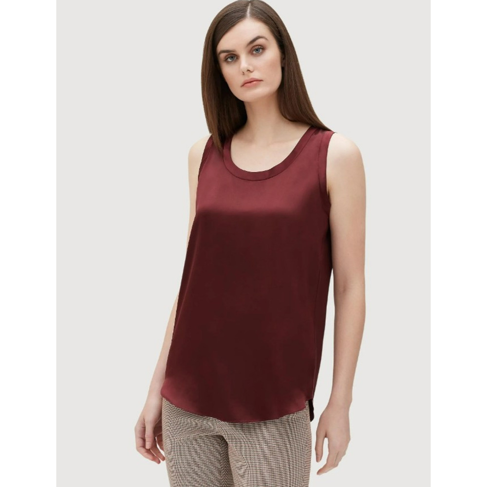 Lafayette 148 New York Womens Size 14 Petite Red Wine Sleeveless Shell Tank